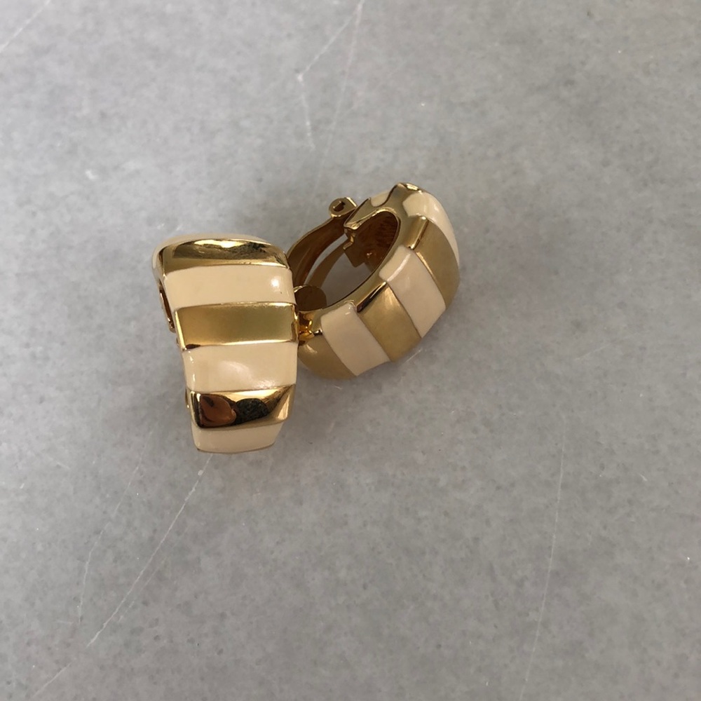 ST. John enamel/gold tone clip on earrings
